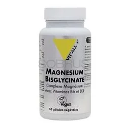 VITALL+ MAGNESIUM BISGLYCINATE COMPLEXE AVEC VITAMINES B6 ET D3 BOITE DE 60 GELULES