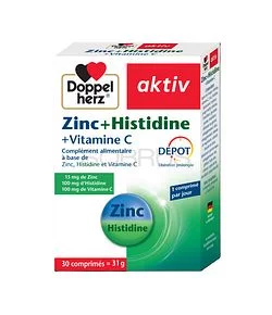DOPPEL HERZ AKTIV ZINC + HISTIDINE + VITAMINE C BOITE DE 30 COMPRIMES