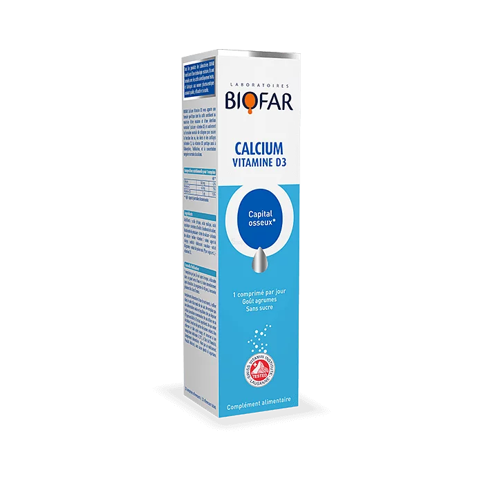 BIOFAR CALCIUM VITAMIN D3 BOITE DE 20 COMPRIMES EFFERVESCENTS