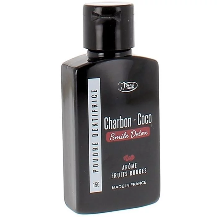 DENTI SMILE CHARBON COCO POUDRE DETOX AROME FRUITS ROUGES 15G