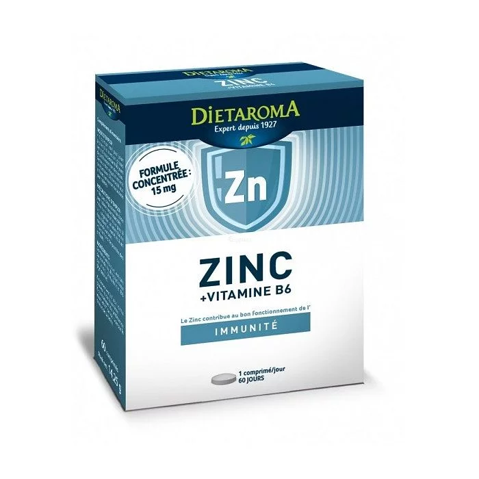 DIETAROMA ZINC 15MG + VITAMINE B6 BOITE DE 60 COMPRIMES