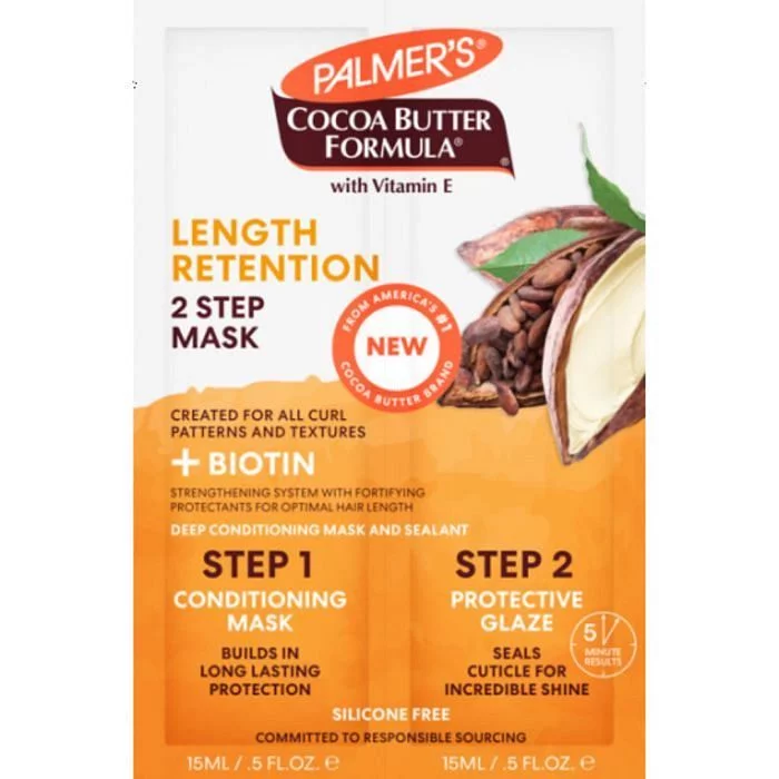 PALMER'S MASQUE CHEVEUX 2 STEPS CACAO ET BIOTIN ACCELERATEUR DE POUSSE 15ML*2