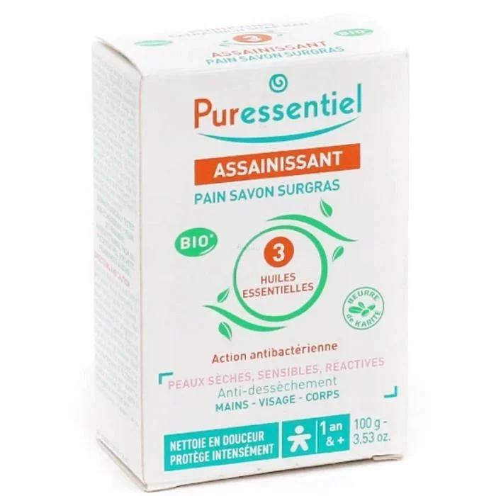 PURESSENTIEL ASSAINISSANT SAVON SURGRAS PEAUX SECHES 100G