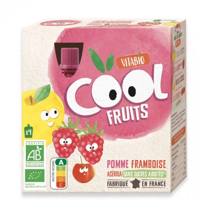 VITABIO FRUITS POMME FRAMBOISE 4*90G