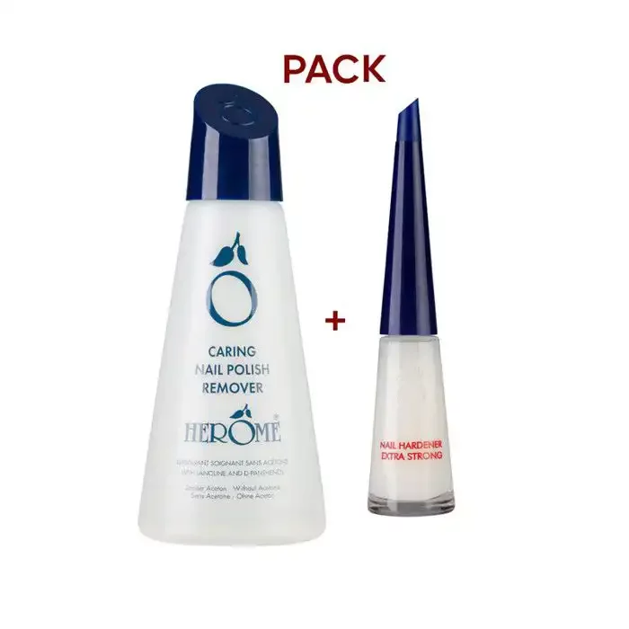 HEROME PACK DISSOLVANT SOIGNANT 120ML + DURCISSEUR EXTRA FORT POUR ONGLES 10ML