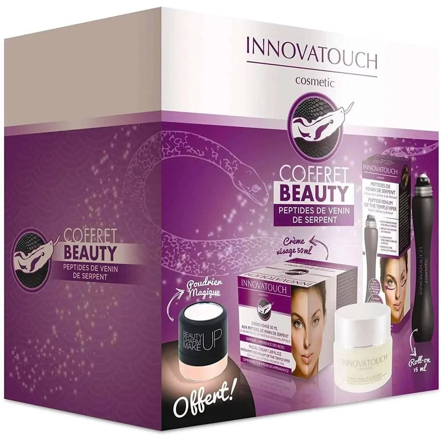 INNOVATOUCH COSMETIC COFFRET BEAUTY PEPTIDES DE VENIN DE SRPENT CREME DE VISAGE 50ML + ROLL-ON 15ML + POUDRE BRONZANTE 5G