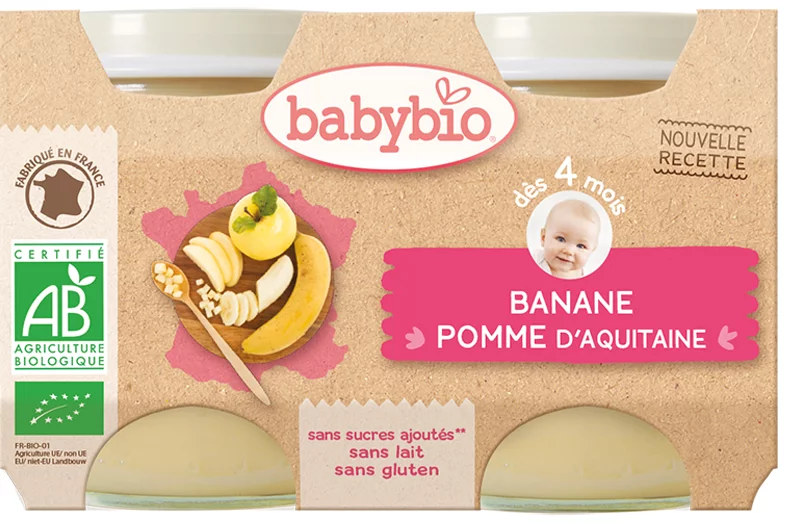 BABYBIO PETIT POT POMME BANANE BOITE DE 2*130G
