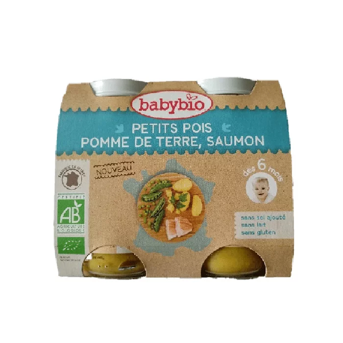 BABYBIO PETIT POT PETITS POIS POMME DE TERRE SAUMON 2*200G