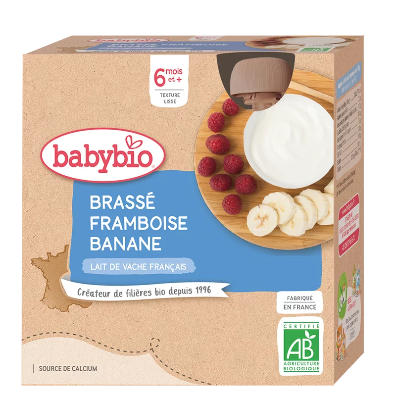 BABYBIO PETIT POT BRASSE FRAMBOISE BANANE 4*85G