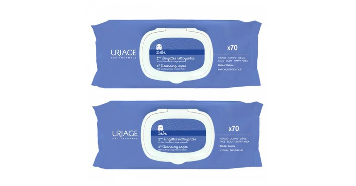 URIAGE BEBE PACK DUO LINGETTES NETTOYANTES BOITE DE 70