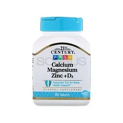 21ST CENTURY CALCIUM MAGNESIUM ZINC D3 BOITE DE 90 COMPRIMES