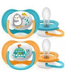 AVENT SUCETTE ULTRA AIR ANIMALS ORTHO 6-18MOIS BOY PENG/TURT REF SCF080/07 /UNITE