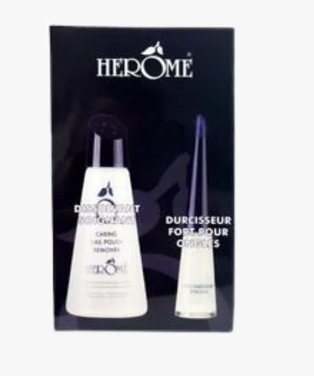 HEROME PACK DISSOLVANT SOIGNANT 120ML + DURCISSEUR FORT POUR ONGLES 10ML 