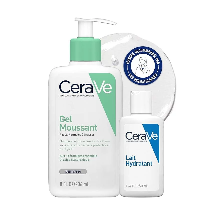 Cerave Pack Gel Moussant Nettoyant Peaux Normales A Grasses 473ml + Gel Creme Hydratant 3ml