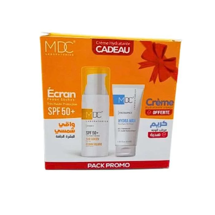 MDC PACK ECRAN SOLAIRE PEAUX SECHES SPF50+ 50ML + CREME HYDRA MAX 30ML OFFERTE