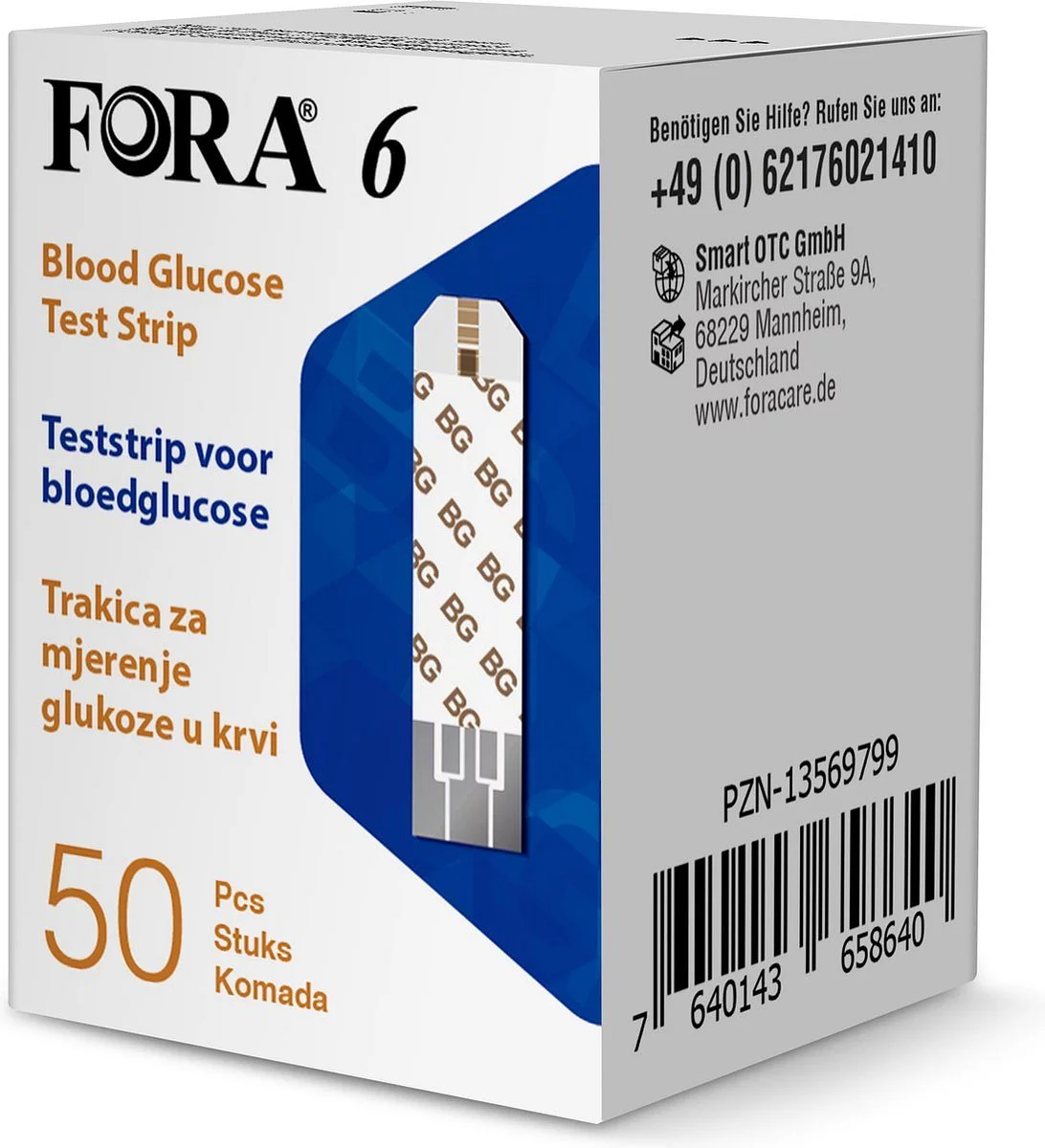 Fora 6 Bandelettes Reactives Pour Glycemie Boite De 50