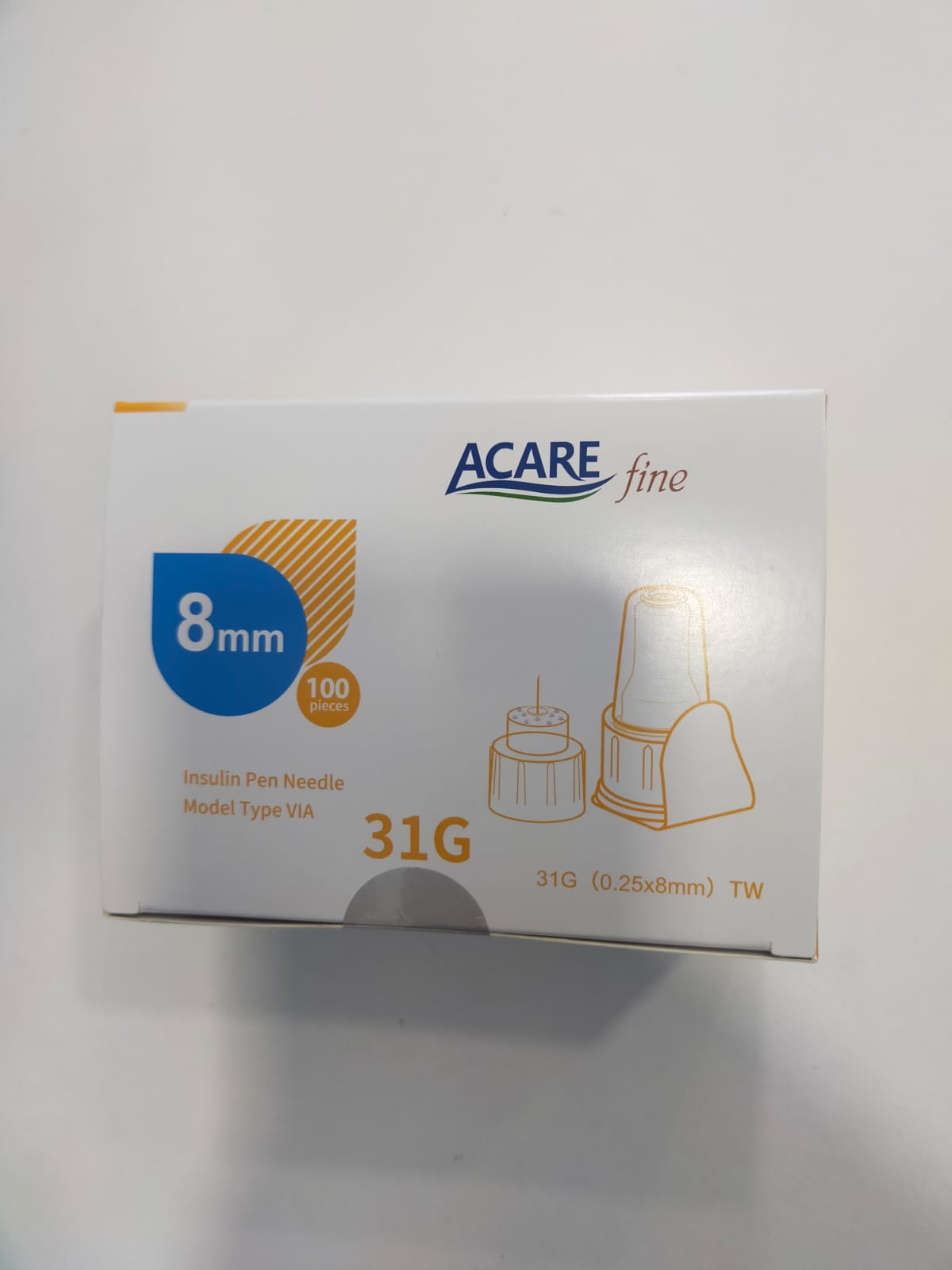 ACARE FINE AIGUILLE POUR STYLO D'INSULINE 31G 8MM B100 REF CBPN310810050