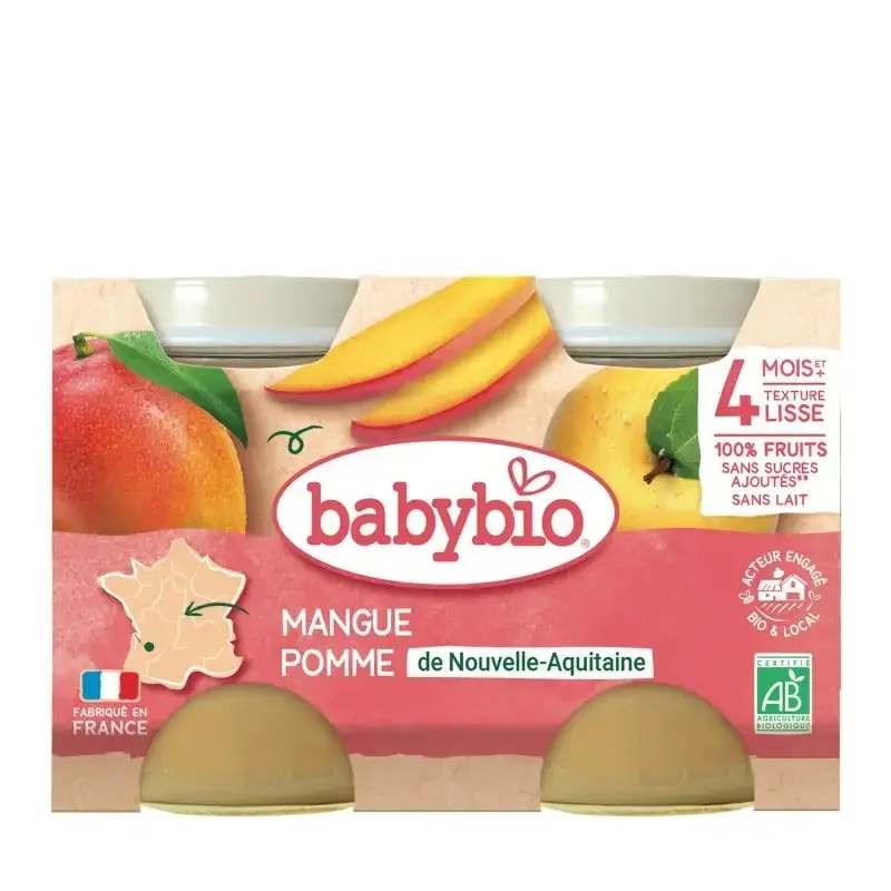 BABYBIO PETIT POT COMPOTE MANGUE POMME BOITE DE 2*130G