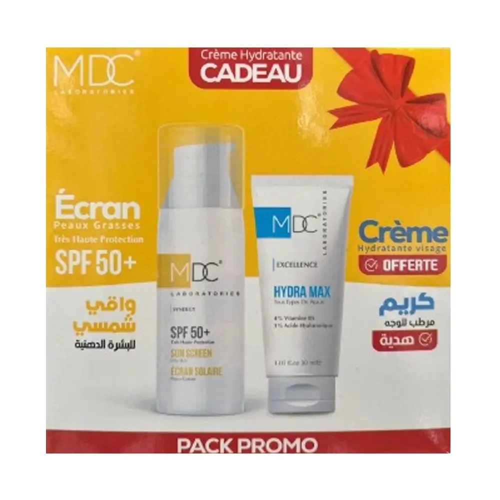 MDC PACK ECRAN SOLAIRE PEAUX SECHES SPF50+ 50ML + CREME HYDRA MAX 30ML OFFERTE