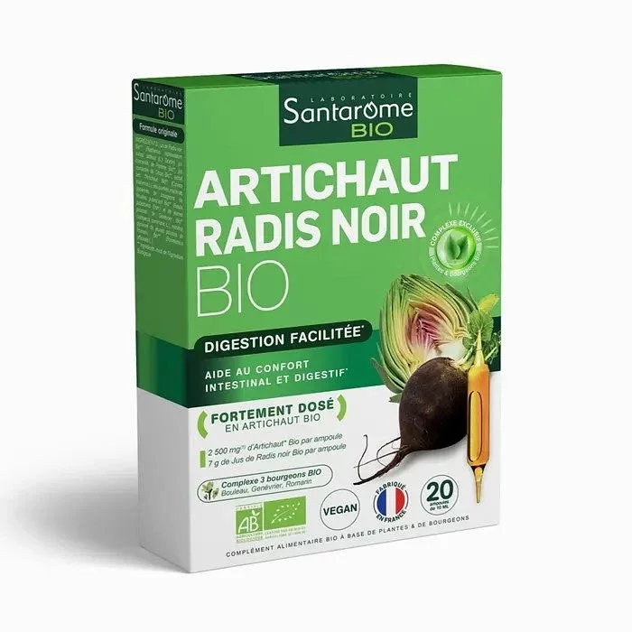 SANTAROME BIO ARTICHAUT RADIS NOIR BIO BOITE DE 20 AMPOULES DE 10ML