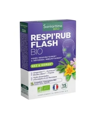 SANTAROME BIO RESPI'RUB FLASH BIO NEZ ET GORGE BOITE DE 15 COMPRIMES
