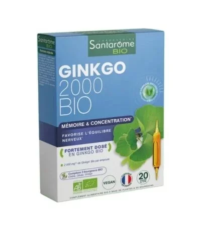 SANTAROME NATURE GINKGO BILOBA BIO BOITE DE 20 AMPOULES