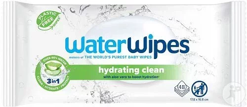WATERWIPES LINGETTES HYDRATANTES ALOE VERA BOITE DE 48