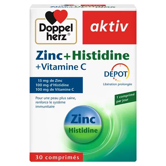 DOPPEL HERZ AKTIV ZINC + HISTIDINE + VITAMINE C BOITE DE 30 COMPRIMES