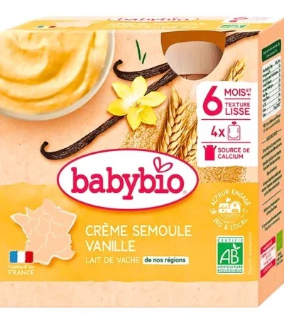 BABYBIO GOURDE BRASSE SEMOULE VANILLE 4*85G