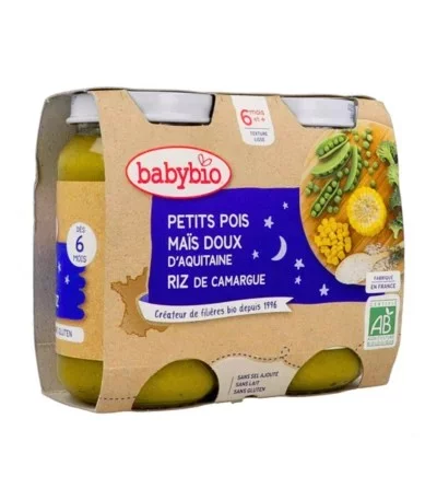 BABYBIO PETIT POT PETITS POIS MAIS RIZ 2*200G