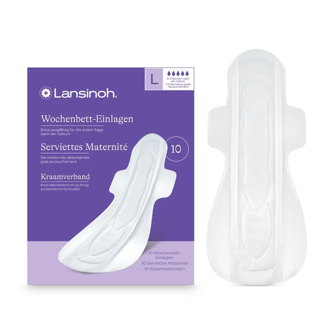 LANSINOH SERVIETTES MATERNITE EXTRA-ABSORBANTES TAILLE L 0-2 SEMAINES BOITE DE 10