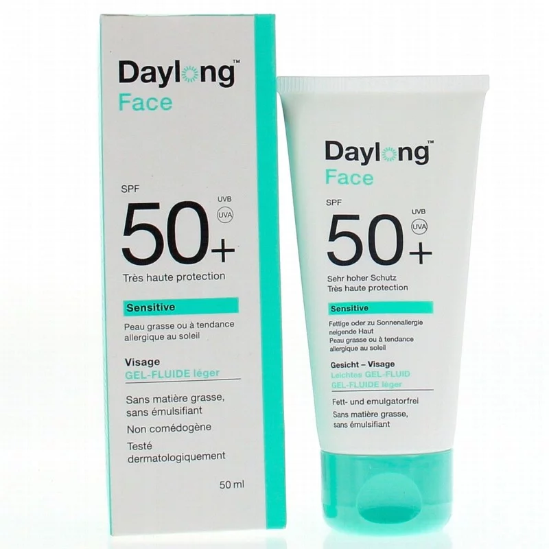 DAYLONG SENSITIVE FACE GEL FLUIDE LEGER SPF50+ 50ML