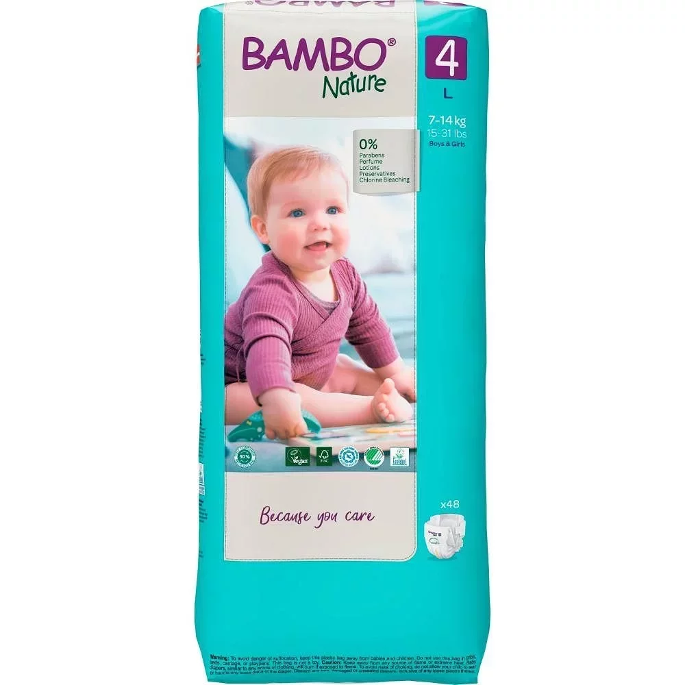 BAMBO NATURE COUCHES BEBE TAILLE 4 7-14KG BOITE DE 48
