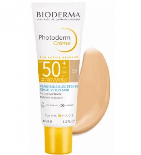 BIODERMA PHOTODERM CREME CLAIRE SUN ACTIVE DEFENSE PEAUX SENSIBLES SECHES SPF50+ 40ML