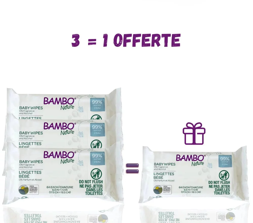 BAMBO NATURE LINGETTES B64 PIECES 3+1 OFFERTS