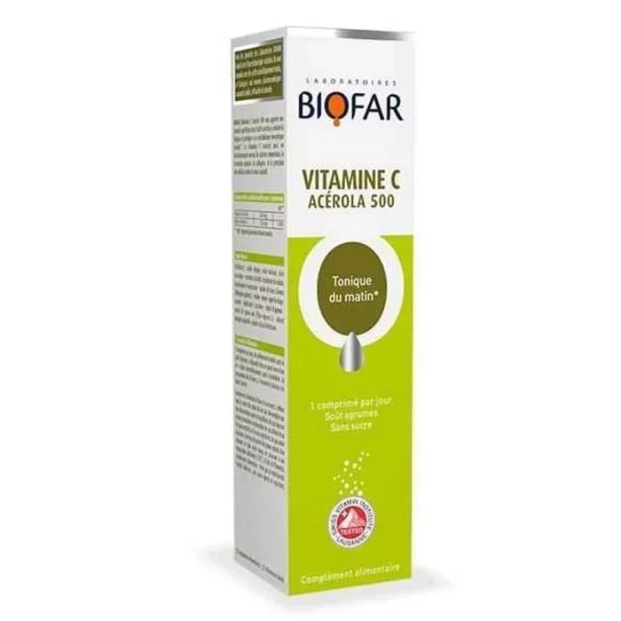 BIOFAR VITAMINE C ACEROLA 500MG BOITE DE 20 COMPRIMES
