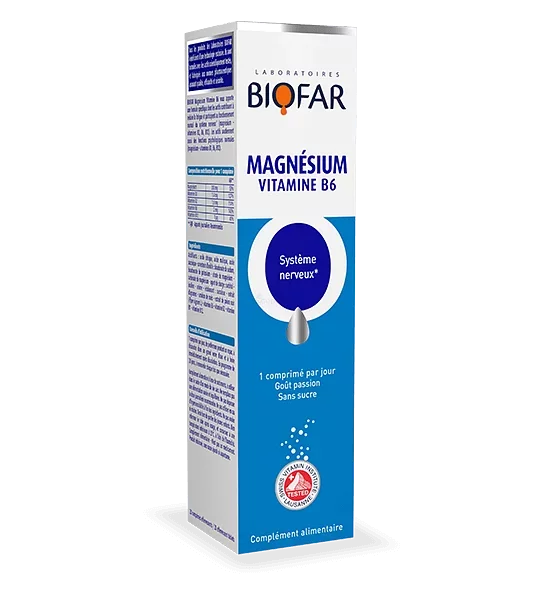 BIOFAR MAGNESIUM VITAMIN B6 BOITE DE 20 COMPRIMES EFFERVESCENTS