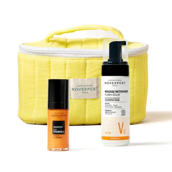 NOVEXPERT PACK  BOOSTER À LA VITAMINE C 30ML + FLASH ECLAT MOUSSE NETTOYANTE 150ML + TROUSSE OFFERT 