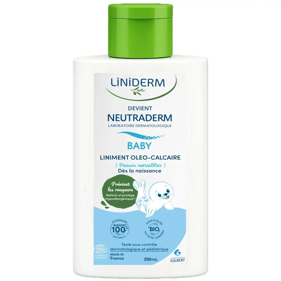 GILBERT LINIDERM LINIMENT OLEO-CALCAIRE CERTIFIE BIO HUILE D'OLIVE 250ML