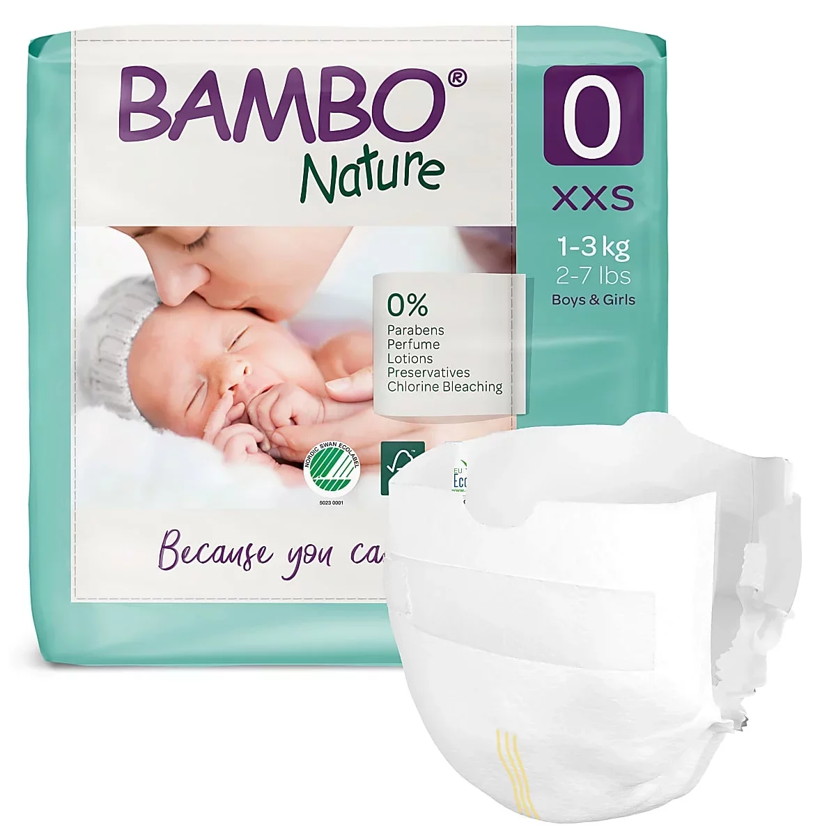 BAMBO NATURE COUCHES BEBE PREMATURE TAILLE 0 1-3KG BOITE DE 24