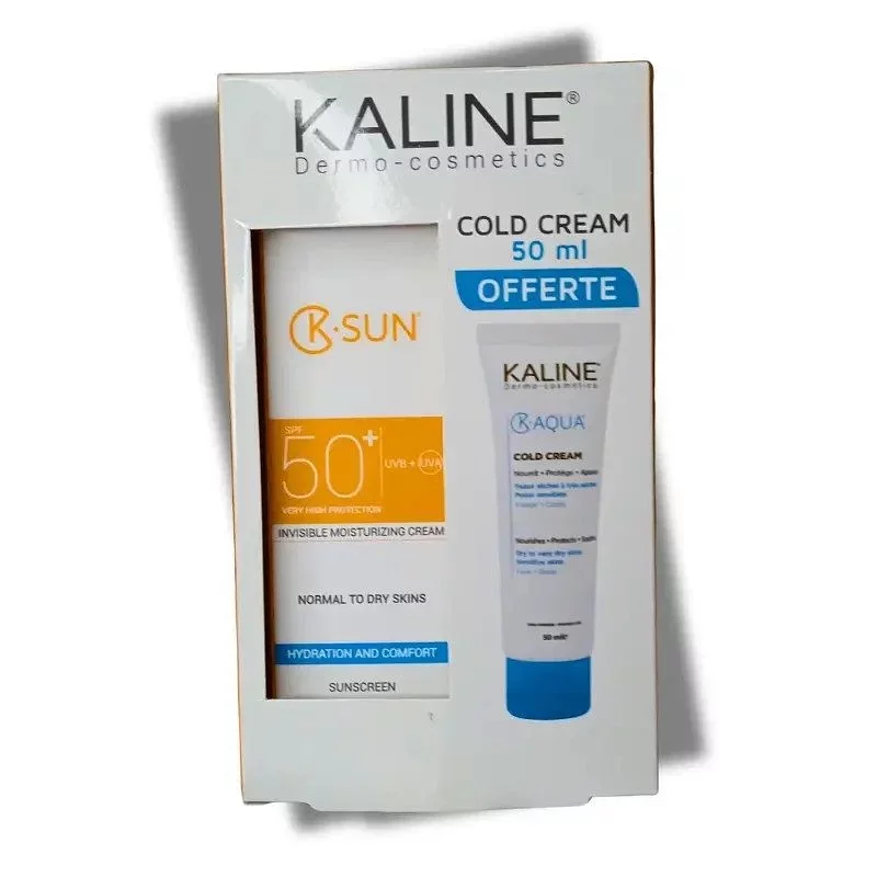 KALINE K-SUN ECRAN SOLAIRE INVISIBLE PEAUX MIXTES A GRASSES SPF50+ 50ML + COLD CREAM 50ML
