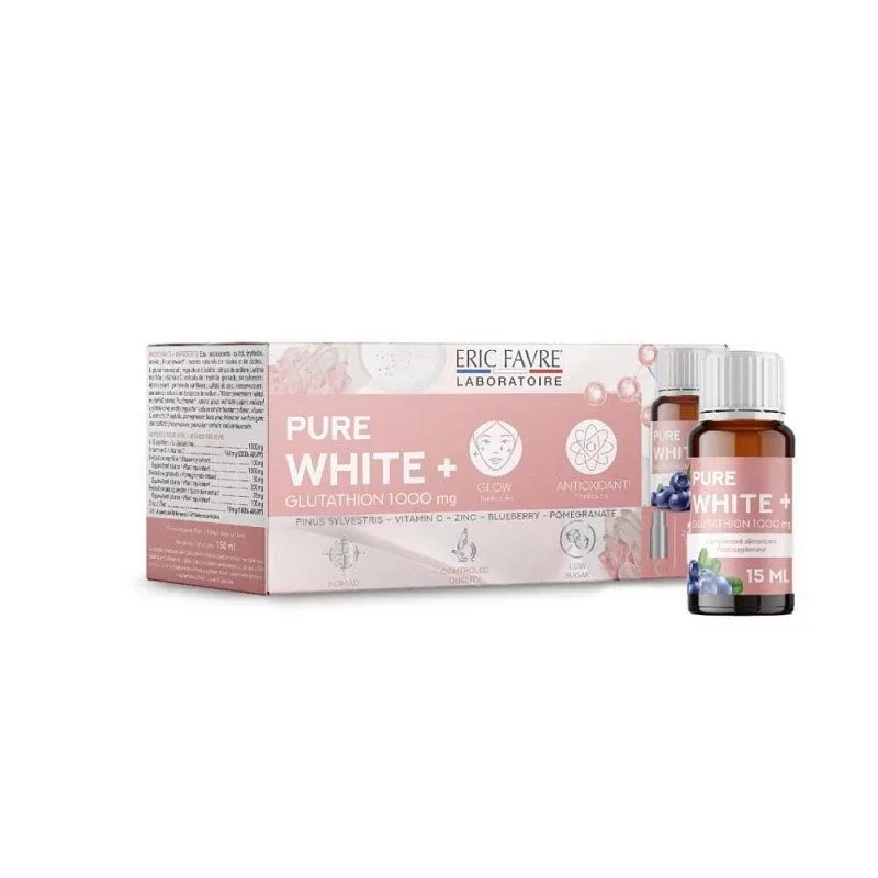 ERIC FAVRE PURE WHITE+ GLUTATHION 1000MG BOITE DE 10*15ML AMPOULES