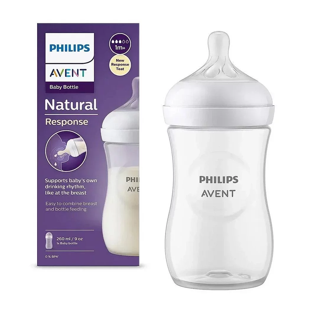 AVENT BIBERON NATURAL RESPONSE +1MOIS 260ML BOITE DE 1 REFERENCE SCY903/01