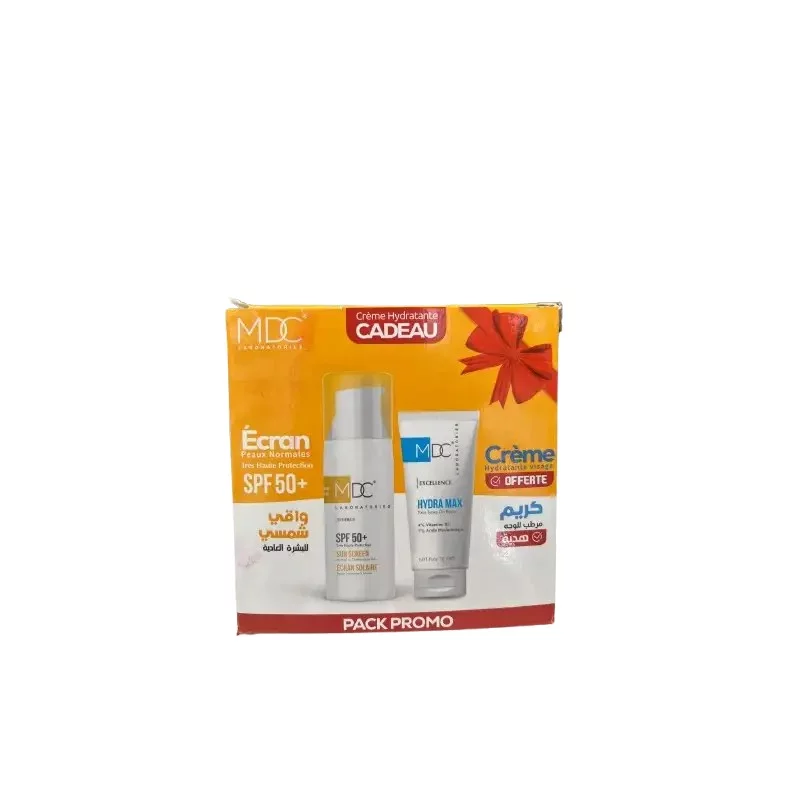 MDC PACK ECRAN PEAUX NORMALES SPF50+ 50ML + CREME HYDRA MAX 30ML OFFERTE