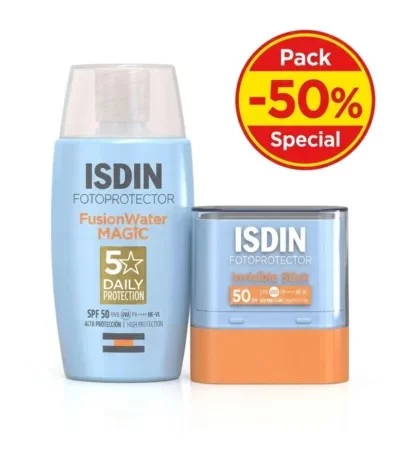 ISDIN PACK FOTOPROTECTOR FUSION WATER MAGIC INVISIBLE SPF 50+50ML + STICK INVISIBLE SPF50+ 10G