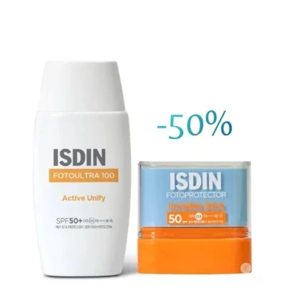 ISDIN PACK FOTOULTRA 100 ACTIVE UNIFY INVISIBLE SPF50+ 50ML + STICK INVISIBLE SPF50+ 10G