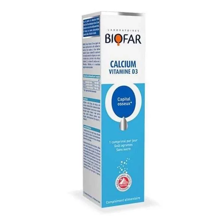 BIOFAR CALCIUM VITAMIN D3 BOITE DE 20 COMPRIMES EFFERVESCENTS