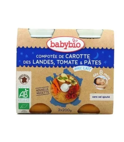 BABYBIO PETIT POT BONNE NUIT LEGUMES CAROTE TOMATE & PATES 2*200G