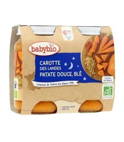 BABYBIO PETIT POT CAROTTE DES LANDES PATATE DOUCE BLE 2*200G