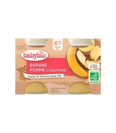 BABYBIO PETIT POT POMME BANANE BOITE DE 2*130G